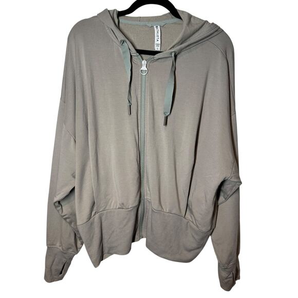 Athleta Balance Sweatshirt Sage Green Large Zip Up Hoodie Comfort Lounge Casual - Picture 5 of 10